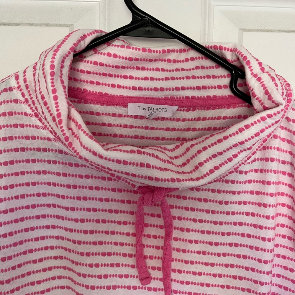 T by Talbots Pink and White Striped Top